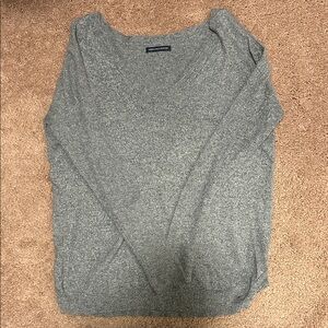 Gray V-neck Knit Sweater